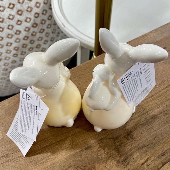 Easter Bunnies w/Babies w/Pretty Pink Ears LED Light Up Ceramic Figurines NWT - Picture 2 of 3